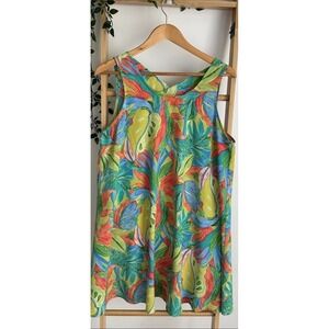 GeeGee Tropical Leaf Print Sundress Vibrant Summer Boutique Resortwear EUC in  S